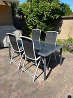 Tafel en 4 stoelen (verstelbaar), Tuin en Terras, Tuinsets en Loungesets, Ophalen, Gebruikt, 4 zitplaatsen, Tuinset