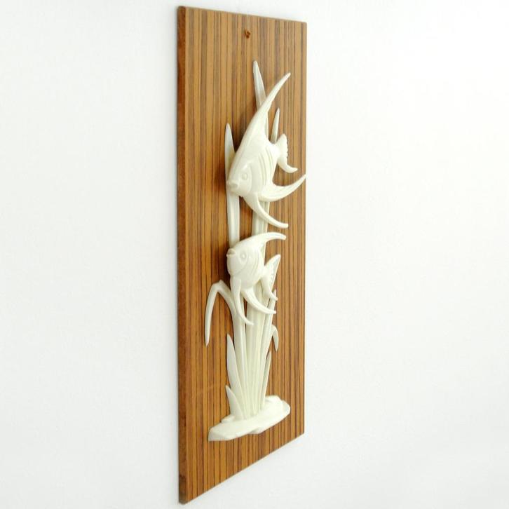 vintage houten WANDBORD 3d vissen Mid Century fifties teak, Huis en Inrichting, Woonaccessoires | Wanddecoraties, Gebruikt, Ophalen of Verzenden