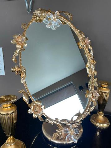 Luxe vintage stijl tafelspiegel-Swarovski kristal bloemen beschikbaar voor biedingen