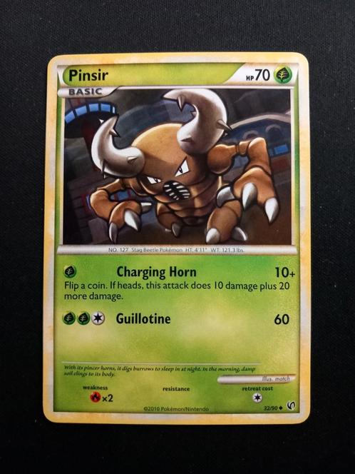 Pokemon Pinsir 32/90 HS&SS Undaunted NM, Hobby en Vrije tijd, Verzamelkaartspellen | Pokémon, Zo goed als nieuw, Losse kaart, Verzenden