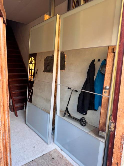 2x IKEA PAX Schuifdeuren – Spiegelglas & Melkglas, Huis en Inrichting, Kasten | Kledingkasten, Zo goed als nieuw, 200 cm of meer