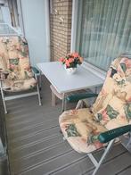 Tuinset met 4 stoelen en hokker, Tuin en Terras, Ophalen of Verzenden, Gebruikt, Aluminium