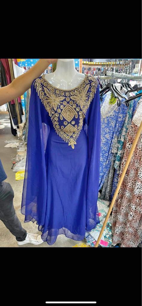 donkerblauw met goud Jelaba, Kleding | Dames, Gelegenheidskleding, Zo goed als nieuw, Overige typen, Maat 38/40 (M), Blauw, Ophalen of Verzenden