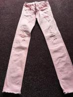 Stoere oud roze skinny spijkerbroek  mt 146 / 152, Ophalen of Verzenden, Zo goed als nieuw, Meisje, Broek