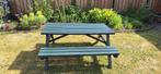 Groene houten picknicktafel, Ophalen, Zo goed als nieuw, Rechthoekig