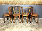 Brocante Thonet stijl bentwood webbing stoelen antiek, Riet of Rotan, Vier, Gebruikt, Vintage Antiek Bentwood Webbing Thonet Radomsko