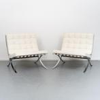 2 Knoll Mies vd Rohe Barcelona Chair Zwart Wit Ivoor, Metaal, Zo goed als nieuw