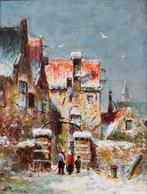 Hollandse school (XX) 'A. Karssen' - Winters dorpsgezicht, Ophalen of Verzenden