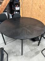 Zwarte ronde tafel met 6 stoelen, Ophalen, Gebruikt, 4 tot 6 stoelen