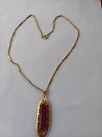 22K Gouden Ketting met Robijn Hanger, Sieraden, Tassen en Uiterlijk, Ophalen of Verzenden, Zo goed als nieuw, Met edelsteen, Goud