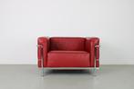 Cassina Le Corbusier LC3 fauteuil, rood leer, Ophalen, Gebruikt, 75 tot 100 cm, Leer