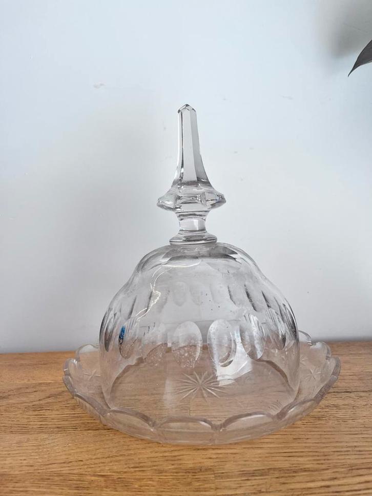 Glazen Stolp met Geslepen Patroon ZGAN, Antiek en Kunst, Antiek | Glas en Kristal, Ophalen of Verzenden