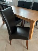 Eetafel met (maar kan ook zonder) 6 eettafelstoelen, Ophalen, Gebruikt, Eikenhout, 50 tot 100 cm