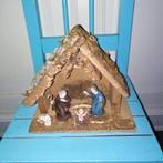 Houten kerststalletje met kindje Jezus, Jozef en Maria, Diversen, Kerst, Ophalen, Gebruikt