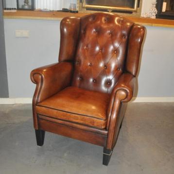 Grote schapenleren oorfauteuil, model Londen. beschikbaar voor biedingen