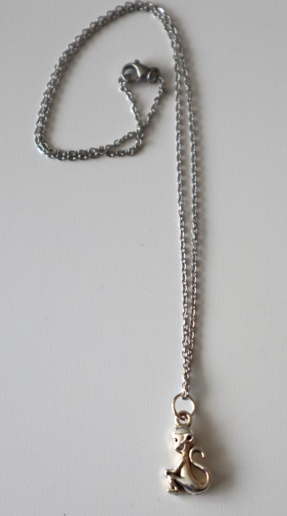 Fijne zilver kleurige ketting met een grappig aapje, Sieraden, Tassen en Uiterlijk, Kettingen, Nieuw, Overige materialen, Zilver