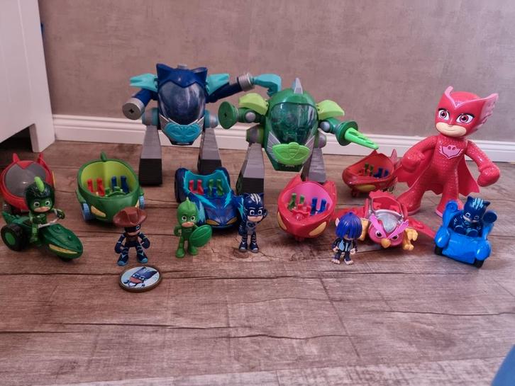 PJ Masks Speelgoed - Veel Auto's & PJ Seeker, motor, 2xrobot, Kinderen en Baby's, Speelgoed | Actiefiguren, Gebruikt, Ophalen
