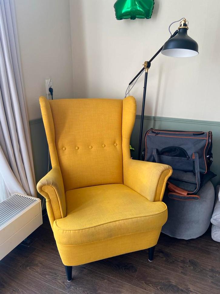 IKEA STRANDMON Gele Fauteuil, Huis en Inrichting, Fauteuils, Gebruikt, Stof, 75 tot 100 cm, Ophalen
