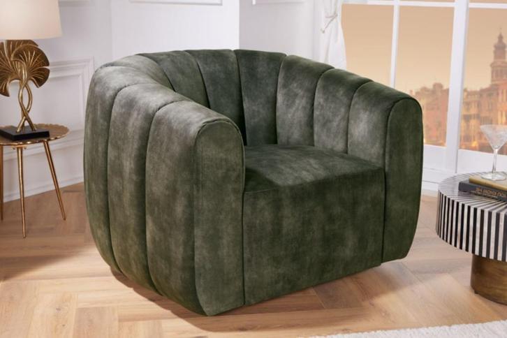 Fauteuil Groen Fluweel Draaibaar Nieuw Voorraad, Huis en Inrichting, Fauteuils, Nieuw, Stof, 100 tot 125 cm, 75 tot 100 cm, Ophalen of Verzenden