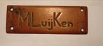 vintage bronzen deurnaambordje M. LuijKen, Ophalen of Verzenden, Zo goed als nieuw