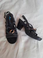 Timberland zwarte leren sandalen met hak mt 38, Zwart, Zo goed als nieuw, Timberland, Sandalen of Muiltjes