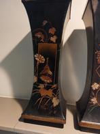 Set van 2 Japanse Meiji lakwerk vazen / sokkels, Antiek en Kunst, Ophalen of Verzenden