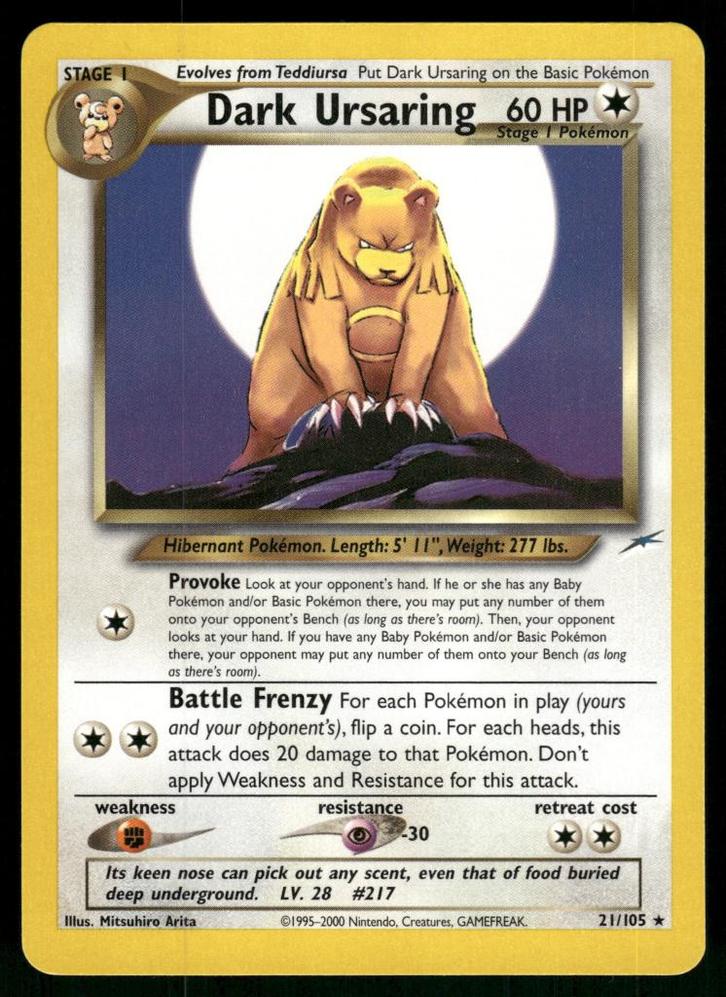 Dark Ursaring 21/105 - Neo Destiny, Hobby en Vrije tijd, Verzamelkaartspellen | Pokémon, Gebruikt, Verzenden