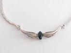 zilver COLLIER 43 cm, met HANGER bezet met blauwe Saffier, Nieuw, Ophalen of Verzenden, Met edelsteen, Zilver