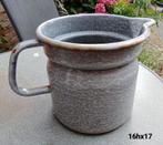 Brocante, Vintage, grijs gewolkte melkkan gebruikt als bloem, Ophalen of Verzenden
