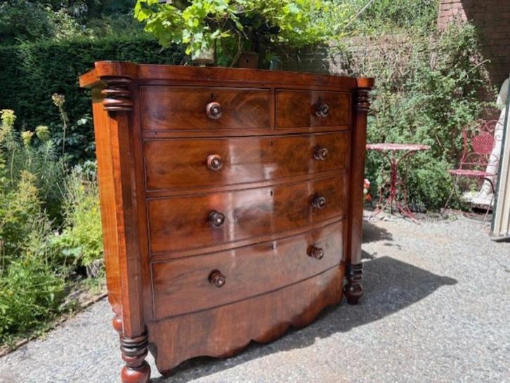 Een prachtige antieke 5-ladige mahonie ladekast, commode, Antiek en Kunst, Antiek | Meubels | Kasten, Ophalen