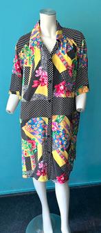Vintage jaren 80 blouse-jurk meerdere prints maat 48, Kleding | Dames, Vintage, Verzenden, Gedragen, Jurk