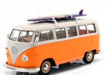Welly Volkswagen T1 camper Bus 1962 +surfboard 1:24 nieuw  beschikbaar voor biedingen
