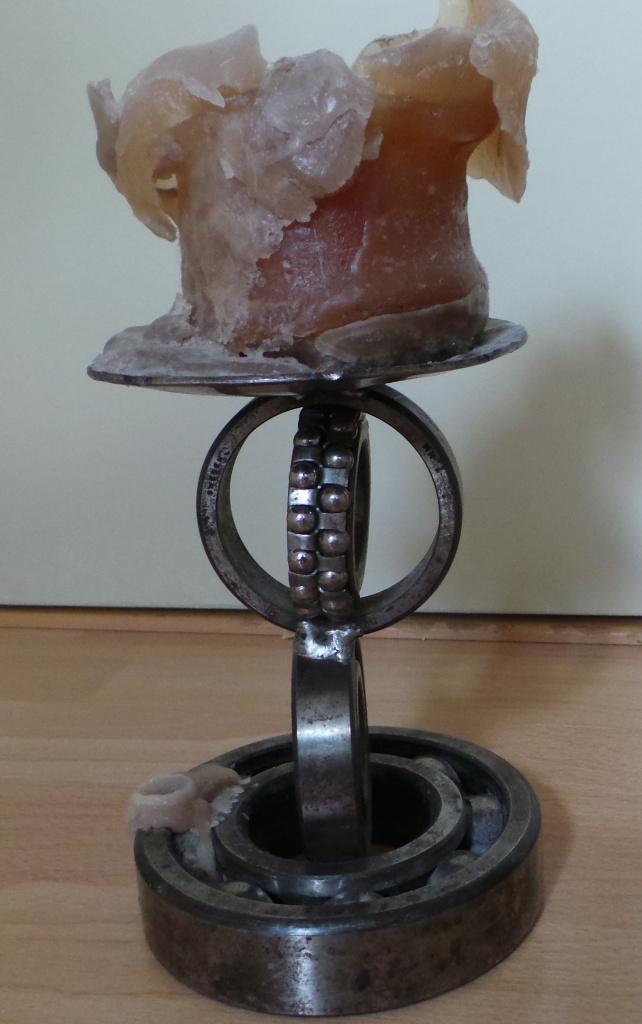 Schoencadeau kaarsen Kerstmis kandelaar gem.van  kogellagers, Huis en Inrichting, Woonaccessoires | Kandelaars en Kaarsen, Gebruikt