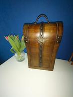 Houten wijndoos sier voor 2 flessen, Gebruikt, Ophalen of Verzenden, Minder dan 5 flessen, Minder dan 50 cm