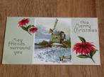 Amerika, oude kerstkaart in relief Molen tafereel, Verzenden, Voor 1920, Ongelopen, Feest(dag)