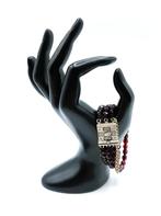 Glasgranaten armband met zilveren slot, Niekerk, Schoonhoven, Gebruikt, Info@zilverwebsite.nl, Verzenden, Zilverwebsite.nl