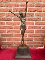 bronzen topbeeld: danseres in art-deco stijl, Antiek en Kunst, Ophalen of Verzenden