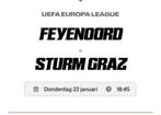 3x tickets Feyenoord - Sturm Graz vak UU gele zijde, Drie personen of meer, Januari