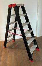 Trap dubbel oploopbaar zwart gecoat NIEUW, Doe-het-zelf en Verbouw, Ladders en Trappen, Trap, Nieuw, Ophalen of Verzenden, Opvouwbaar of Inschuifbaar