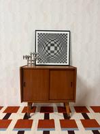 Vintage teak lowboard kastje retro deens design fineer, Vintage, 50 tot 100 cm, 25 tot 50 cm, Vintage