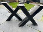 Stalen X kruispoten zwart metaal. Onderstel tafel, Huis en Inrichting, Tafelonderdelen, 50 tot 100 cm, Rond, Gebruikt, Ophalen of Verzenden