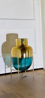 Goud/Petrol vaas - Nieuw!, Huis en Inrichting, Woonaccessoires | Vazen, Ophalen, Geel, Nieuw, Glas