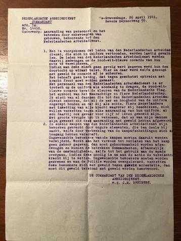 1941 Majoor Breunese Commandant Ned. Arbeids Dienst beschikbaar voor biedingen