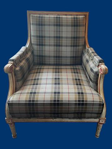 Klassieke Fauteuil met Schotse Ruit beschikbaar voor biedingen