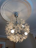 Italiaanse sputnik lamp, mondegeblazen kristal blemblaadjes., Ophalen, Gebruikt, Vintage, Minder dan 50 cm