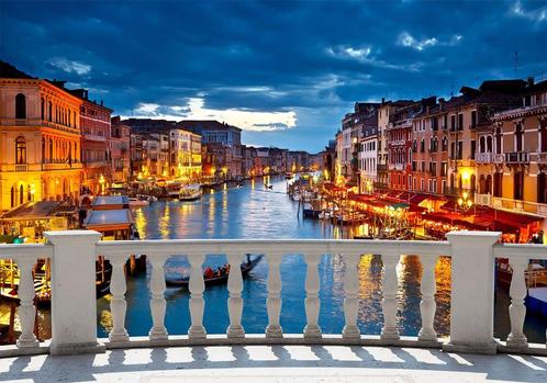 38 Balkon Venetie Vlies Fotobehang 350x250cm in 3 maten XXL, Huis en Inrichting, Stoffering | Behang, Blauw, Rood, Wit, Zwart