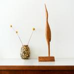 vintage Mid Century teak VOGEL gestileerd houten kraanvogel, Antiek en Kunst, Ophalen of Verzenden