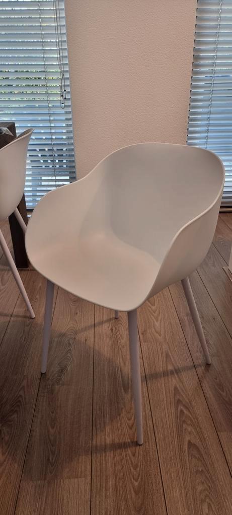 6 Witte Eetkamerstoelen - Set, Huis en Inrichting, Stoelen, Vier, Kunststof, Wit, Ophalen