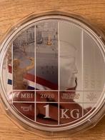 Munt van 1kg! Zilver kleurig zeldzaam met doos koningshuis, Nederland, Ophalen of Verzenden, Munten
