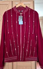 Bordeauxrode velvet jas - zilverdraad en strass - H&M - Mt L, Maat 52/54 (L), Overige kleuren, Nieuw, Ophalen of Verzenden